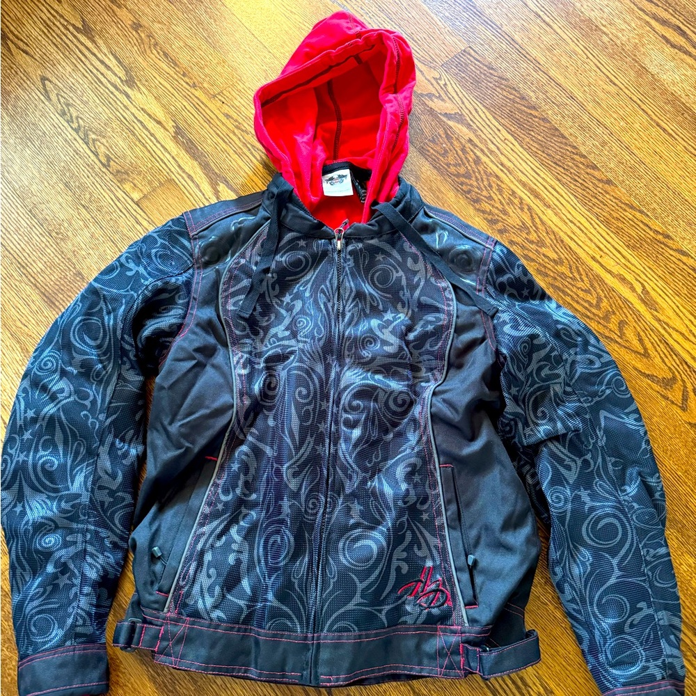Women’s Harley Davidson Riding Jacket with Removable Hooded Fleece Inside Jacket